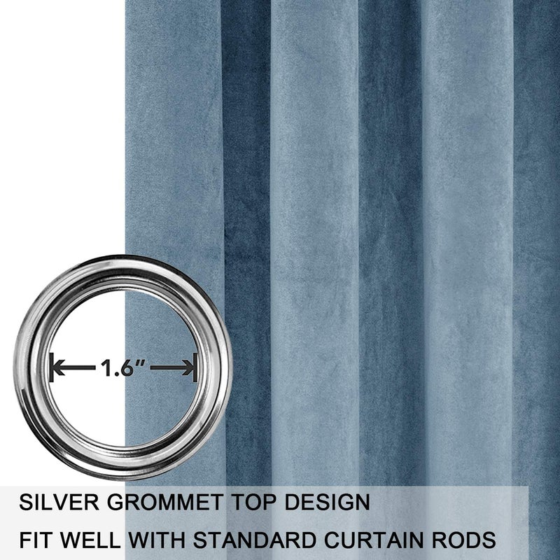 SMILETIME Sky Blue 120 in Long Velvet Curtains with Grommet, Thermal Insulated Super Soft Privacy Noise Reducing Light Filtering Velvet Curtains for Living Room, 2 Panels, Each 52 x 120 inches Long - Image 3